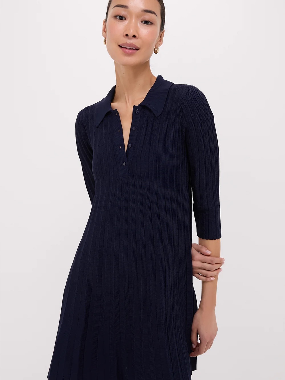 Tuckernuck Navy Ribbed Polo Midi Dress